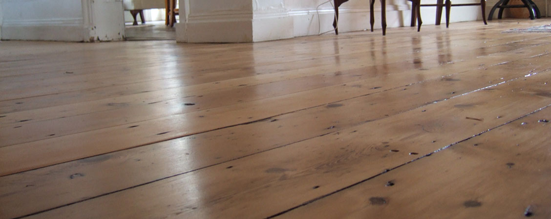 Pine floor sanded and varnished