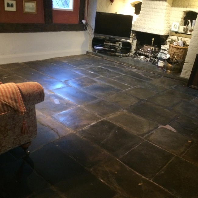 cleaned and polished flagstone floor