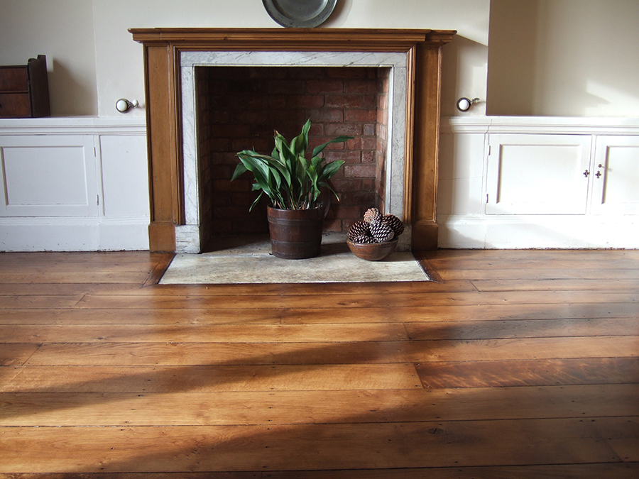 Sanded and oiled old elm floor boards