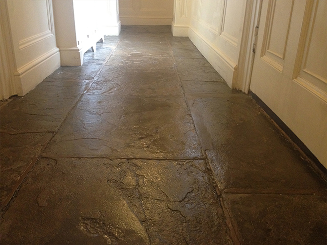 Flagstone floor after sandblasting