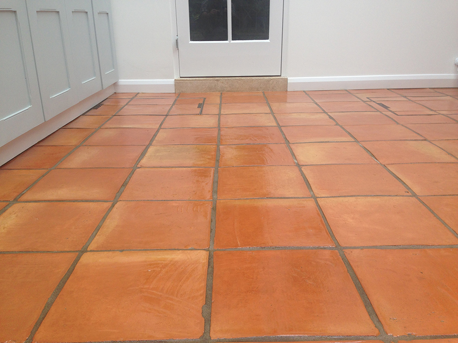 Terracotta floor restored after flooding