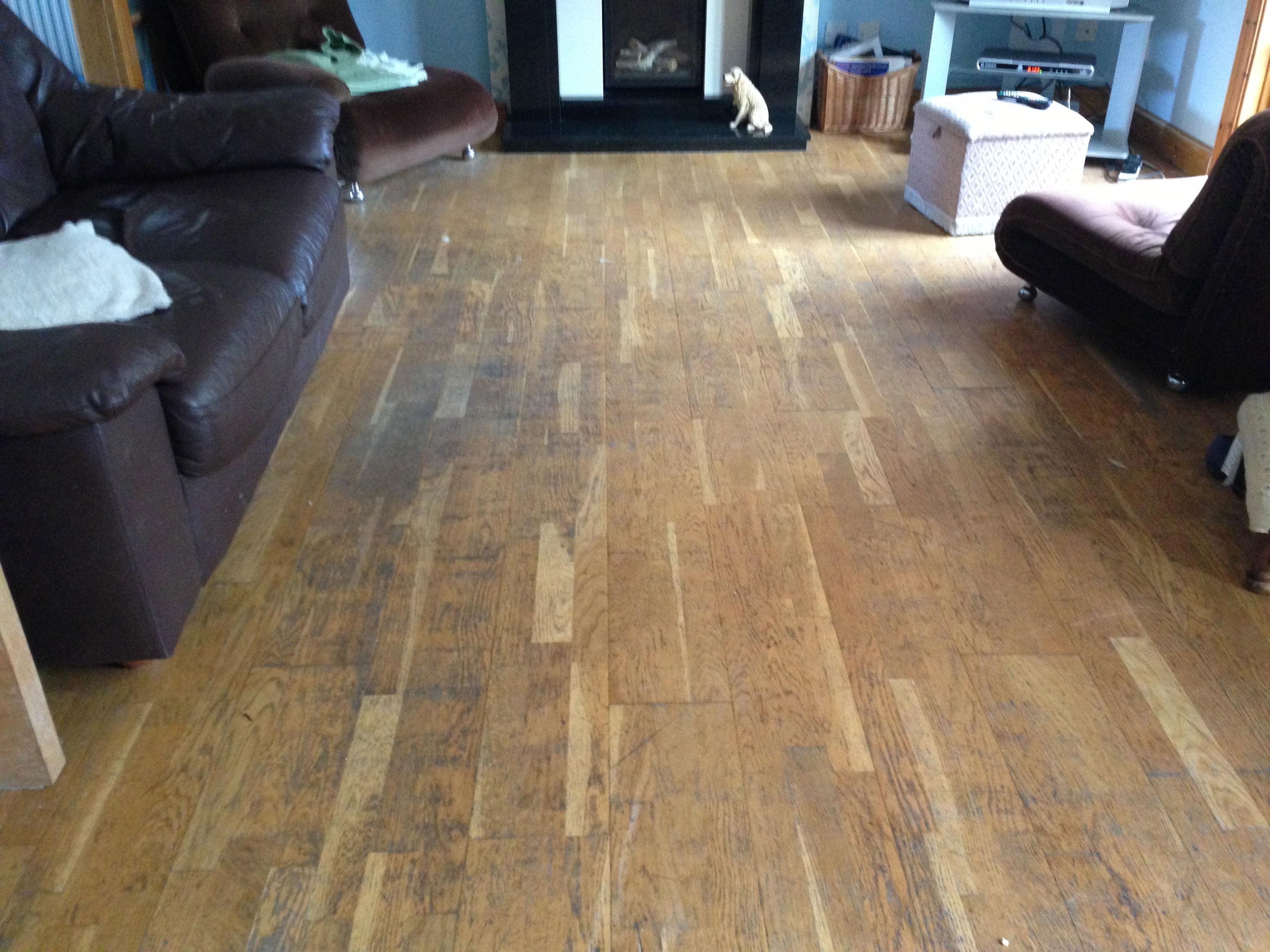 Damaged laminate wood floor