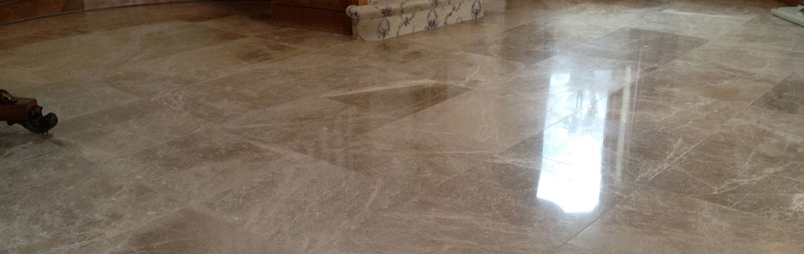 Marble floor in a hallway polished