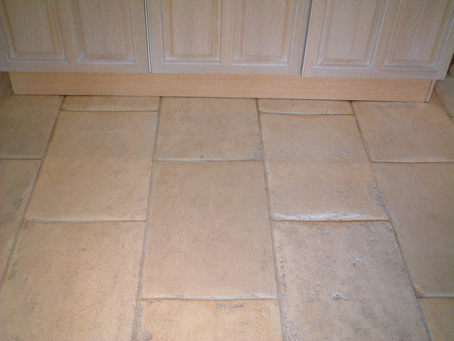 Limestone flagstone floor cleaned and sealed