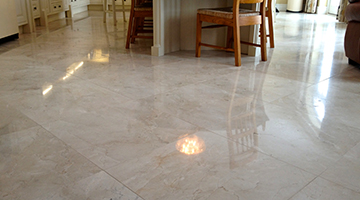 Marble floor tiles polished in a dining room.