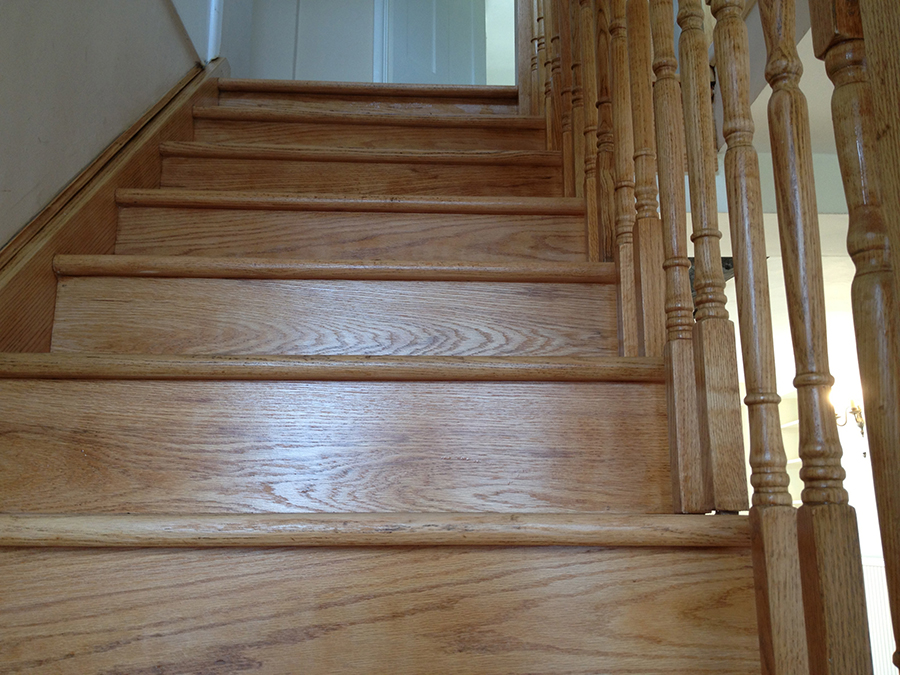 Oak staircase sanded and varnished
