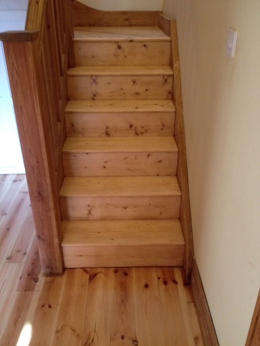 New pine staircase sanded and lacquered