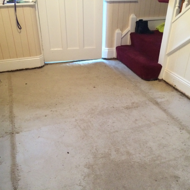 concrete floor replaced under parquet block floor 