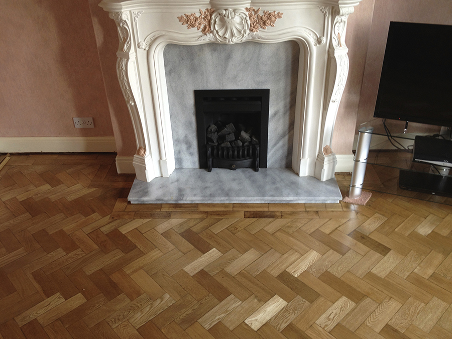Block floor with fire hearth repaired