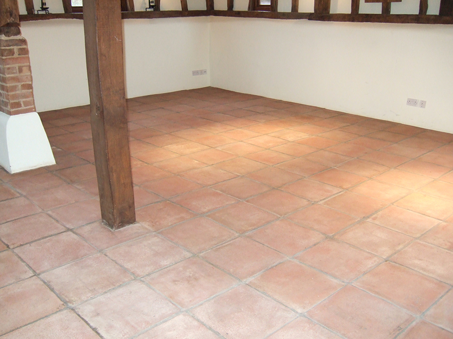 Fired earth terracotta floor with linseed oil