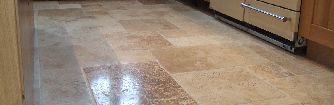 Polished travertine floor