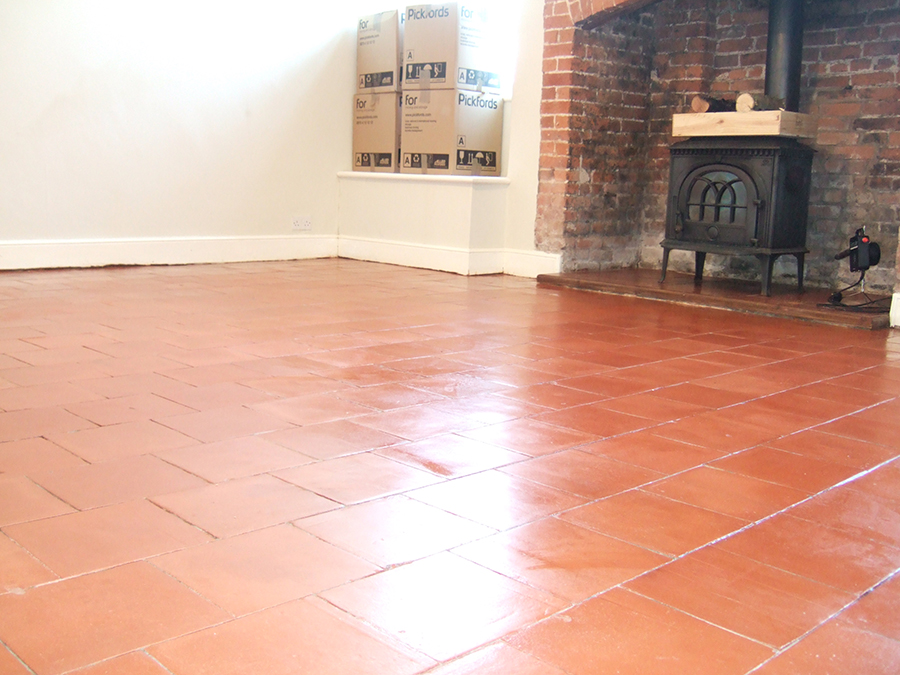 Victorian tiled floor cleaned and polished